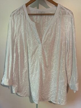 J. Jill White Popover Blouse Cotton 2X